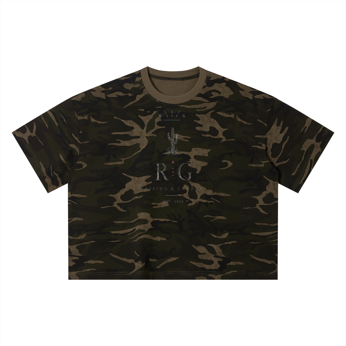 Unisex Camo Boxy T-Shirt with SUBTLE DESIGNS